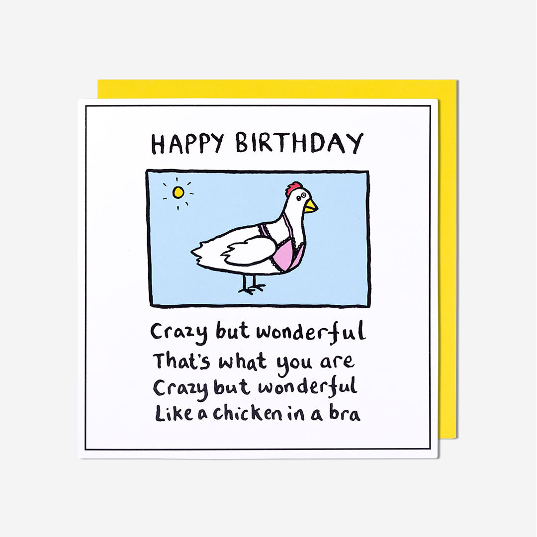 Chicken In A Bra Birthday Card