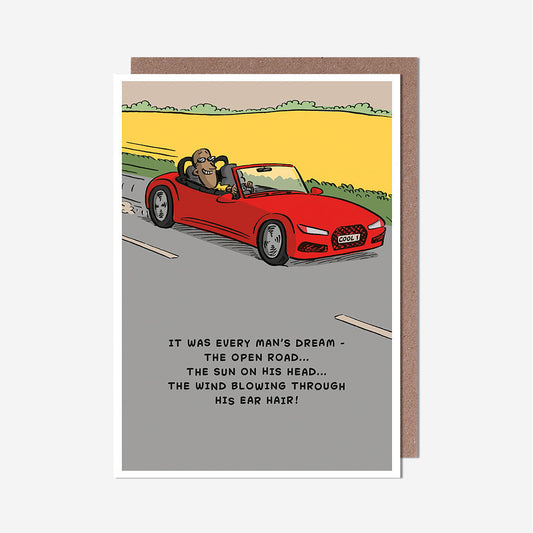 Man In Red Car Every Man's Dream General Card