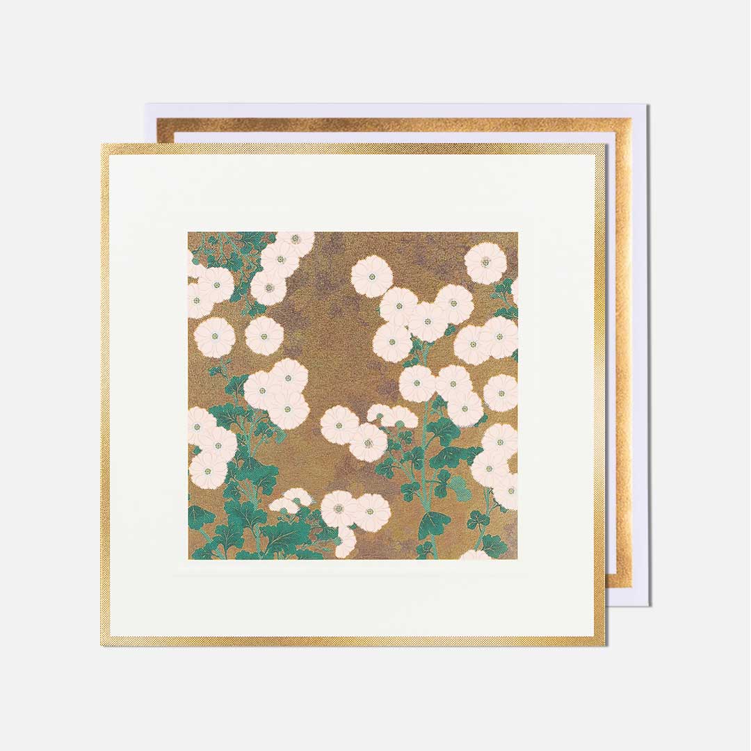 Chrysanthemums On Gold Blank Card