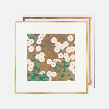 Chrysanthemums On Gold Blank Card