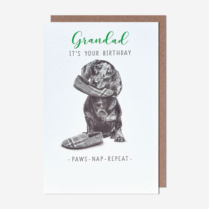 Paw, Nap, Repeat Sausage Dog Grandad Birthday Card
