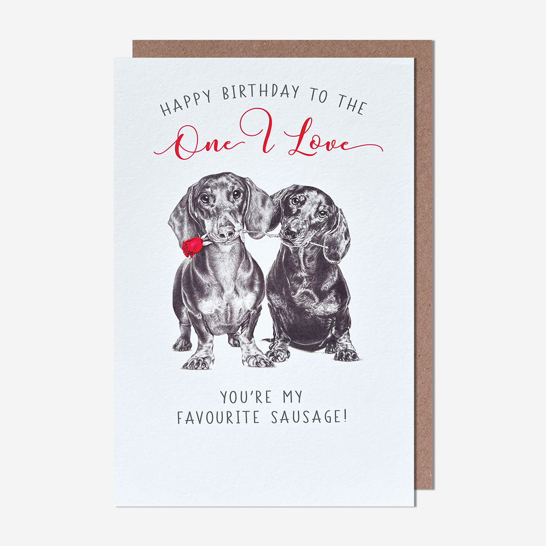 Sausage Dogs With Rose One I Love Birthday Card
