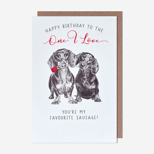 Sausage Dogs With Rose One I Love Birthday Card