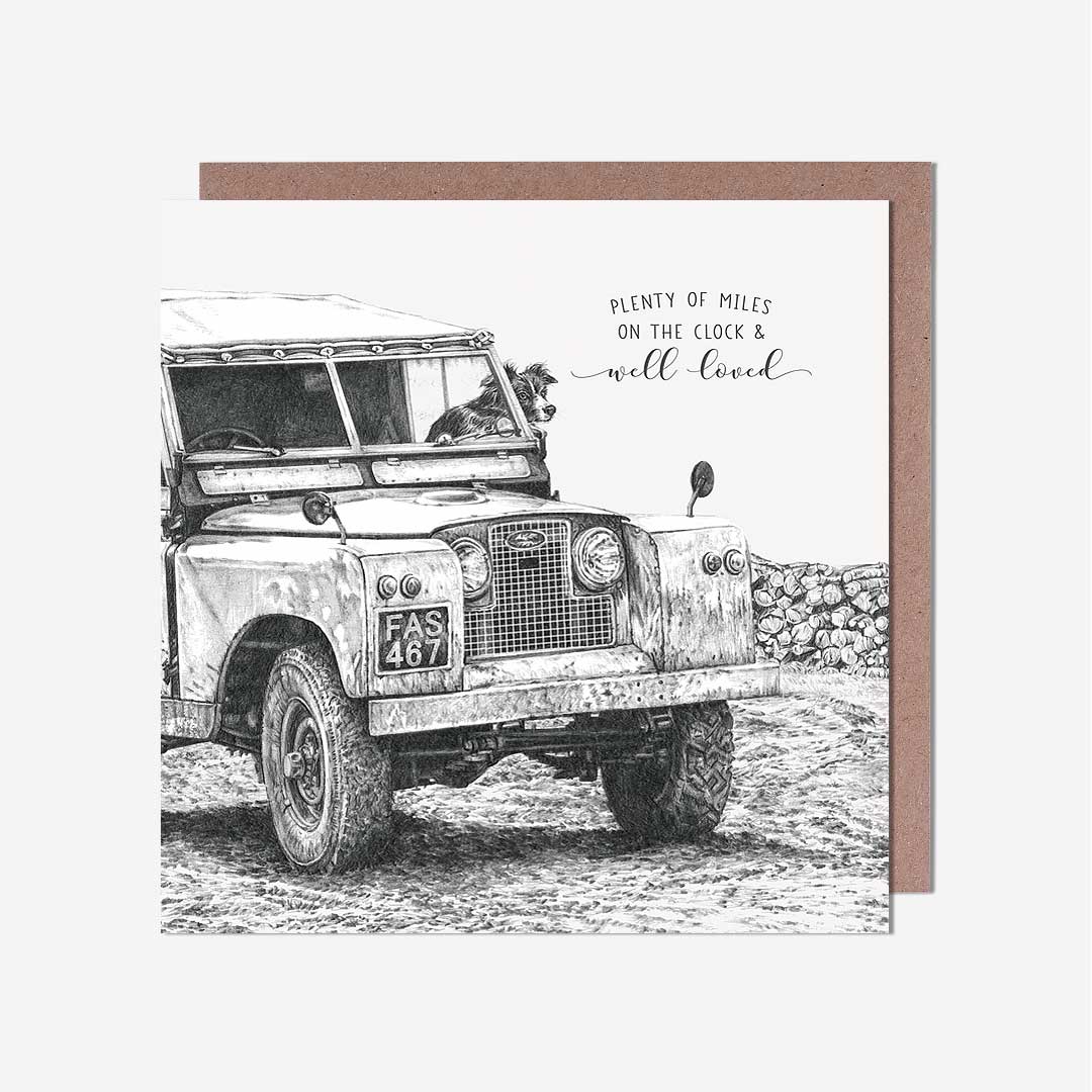 Jeep Plenty Of Miles Pencil Drawing Birthday Card