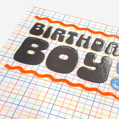 Rainbow check birthday boy Birthday Card
