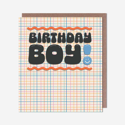 Rainbow check birthday boy Birthday Card