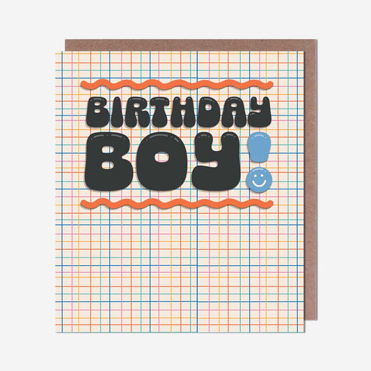 Rainbow check birthday boy Birthday Card