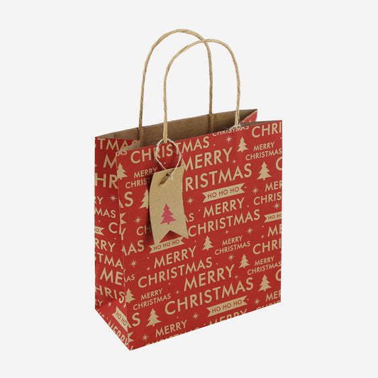 Red Merry Christmas Text Medium Gift Bag