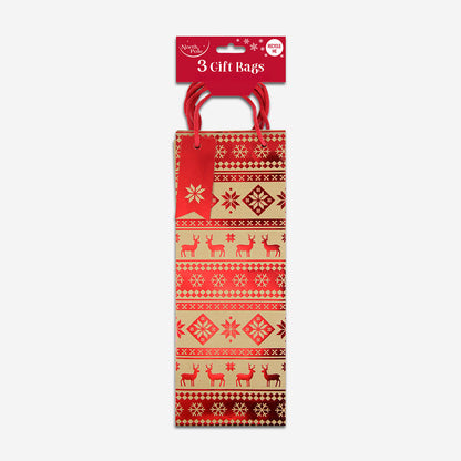 Festive 3 pack Christmas Bottle bags