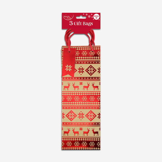 Festive 3 pack Christmas Bottle bags