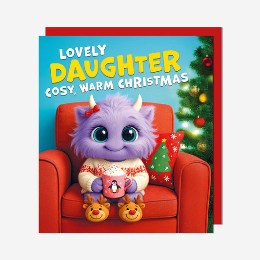 Purple monster with cup of coco Daughter Card