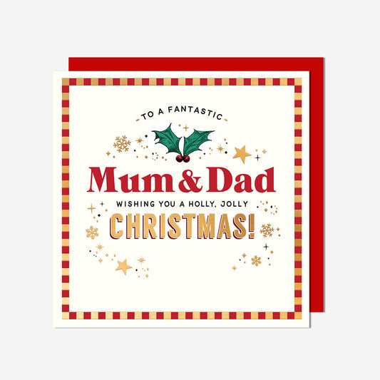 Mum & Dad holly jolly christmas Mum & Dad Card