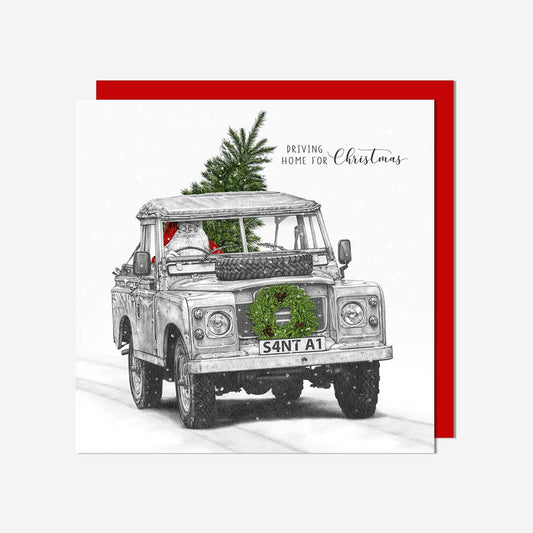 Santa driving home for Christmas General Card