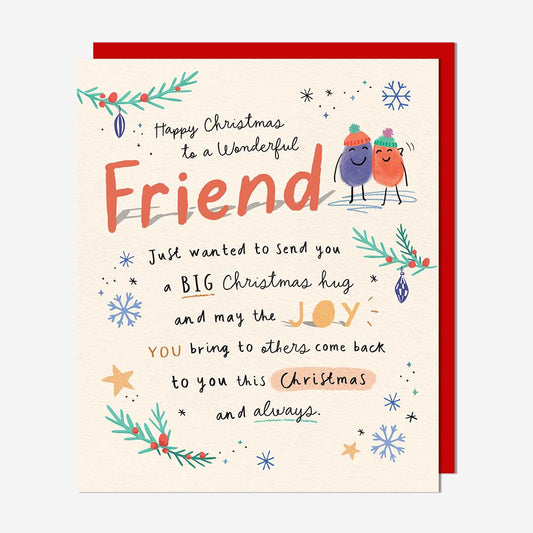 Wonderful Friend big Christmas hug Friend Card
