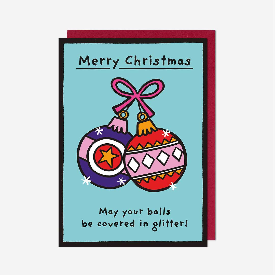 Balls Covered In Glitter! Christmas Card