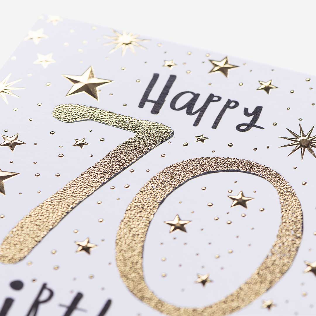 Happy 70th Birthday Gold Dots Card