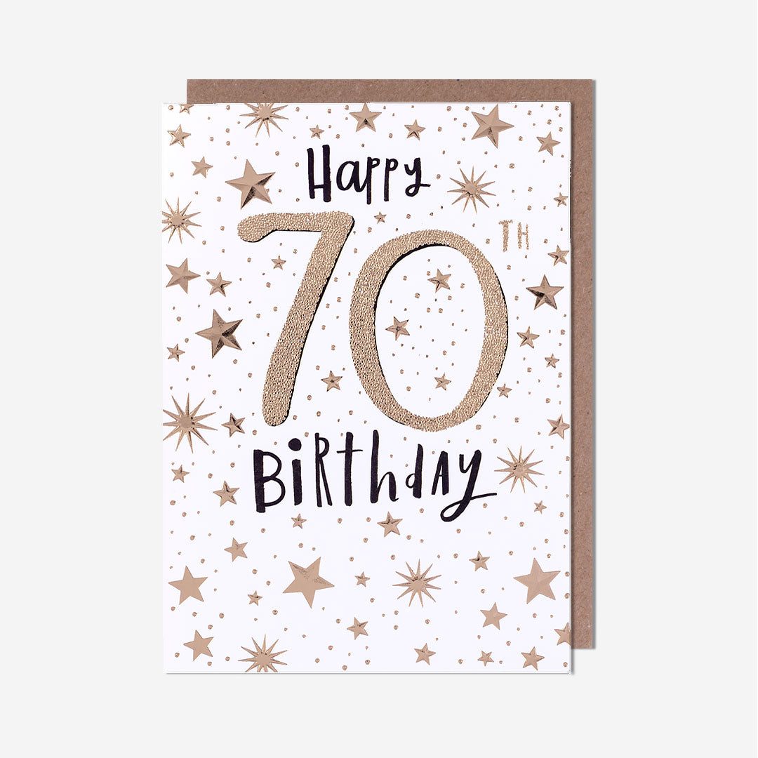 Happy 70th Birthday Gold Dots Card