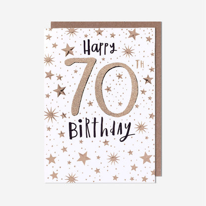 Happy 70th Birthday Gold Dots Card