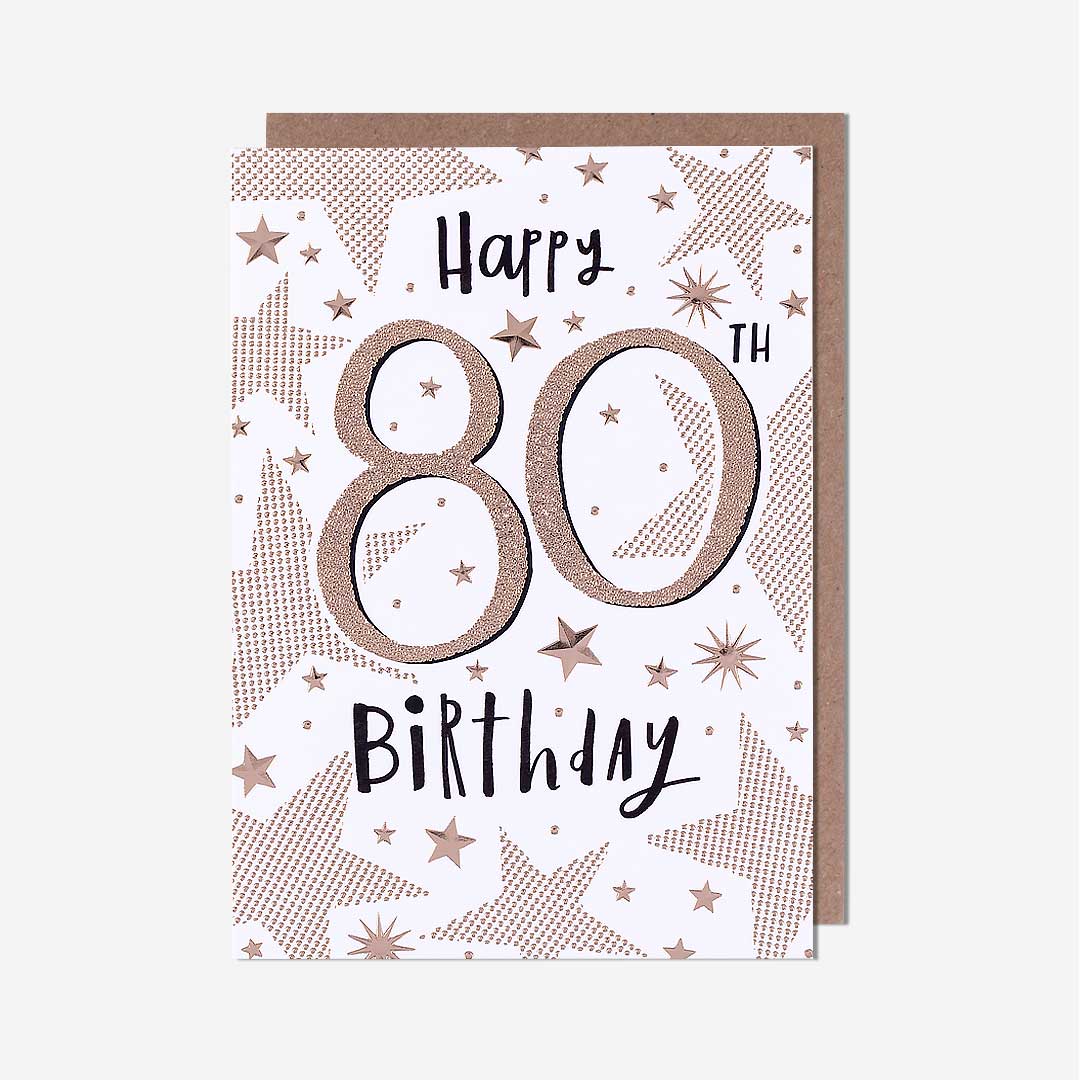 Happy 80th Stars Birthday Card