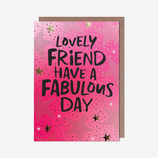 Lovely friend pink stars Birthday Card