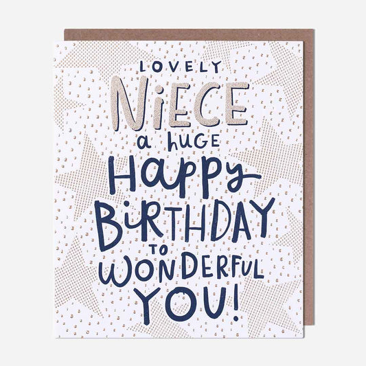 Gold Stars Niece Birthday Card