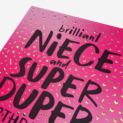 Pink super duper Niece Niece Birthday Card