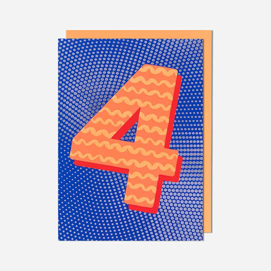 Large Orange 4th Birthday Card