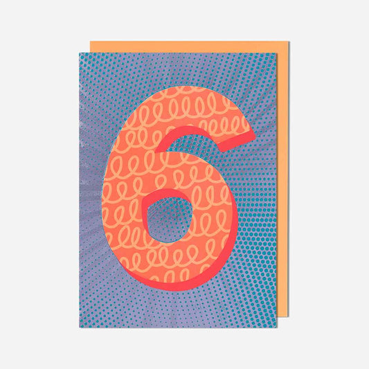 Large Orange 6th Birthday Card