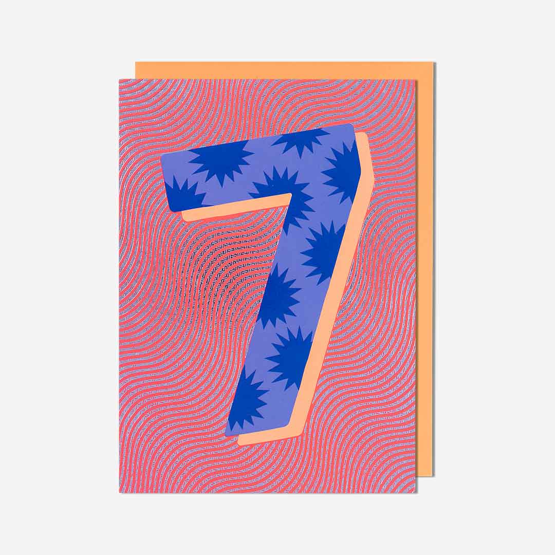 Large Purple 7th Birthday Card