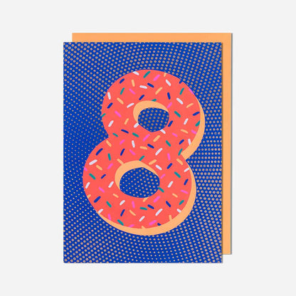 Large Red 8th Birthday Card