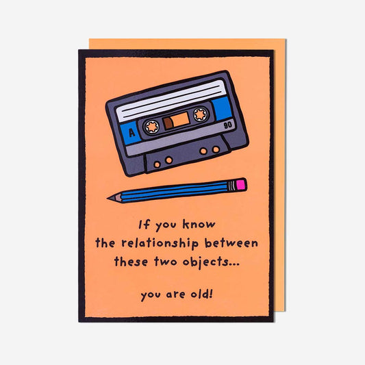 Cassette Tape And Pencil Birthday Card