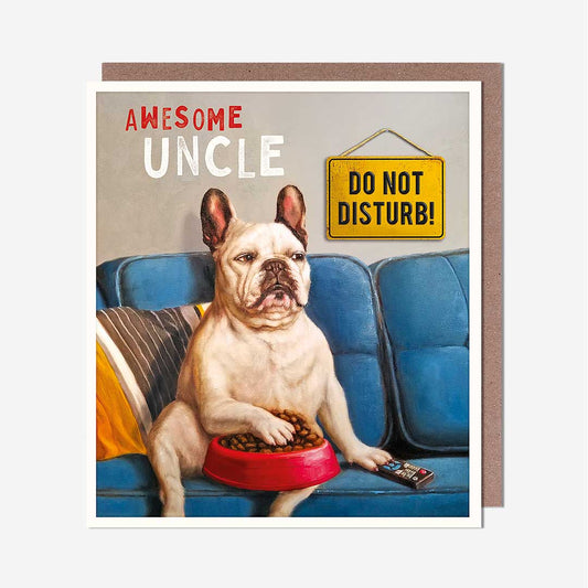 Bulldog On Sofa Uncle Birthday Card