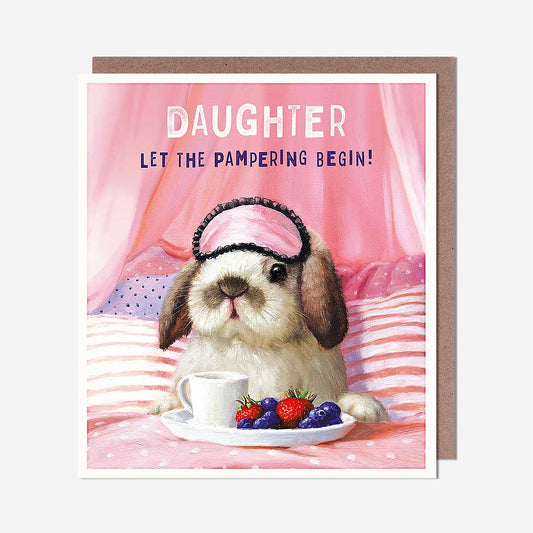 Daughter Rabbit Pampering Begin Birthday Card