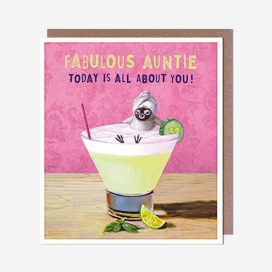 Fabulous Auntie Chick In Cocktail Birthday Card