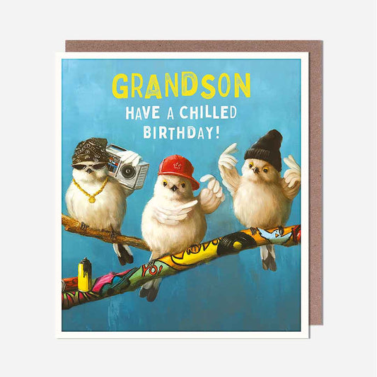 Birds On Tree Grandson Birthday Card