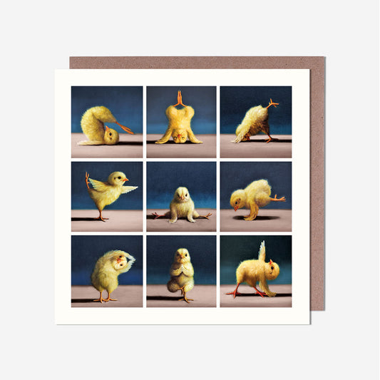 Chicks Different Poses Blank Card