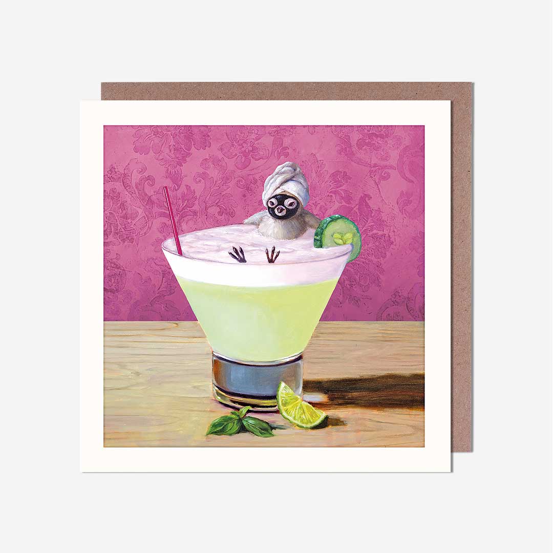 Chick In Cocktail Bath Blank Card