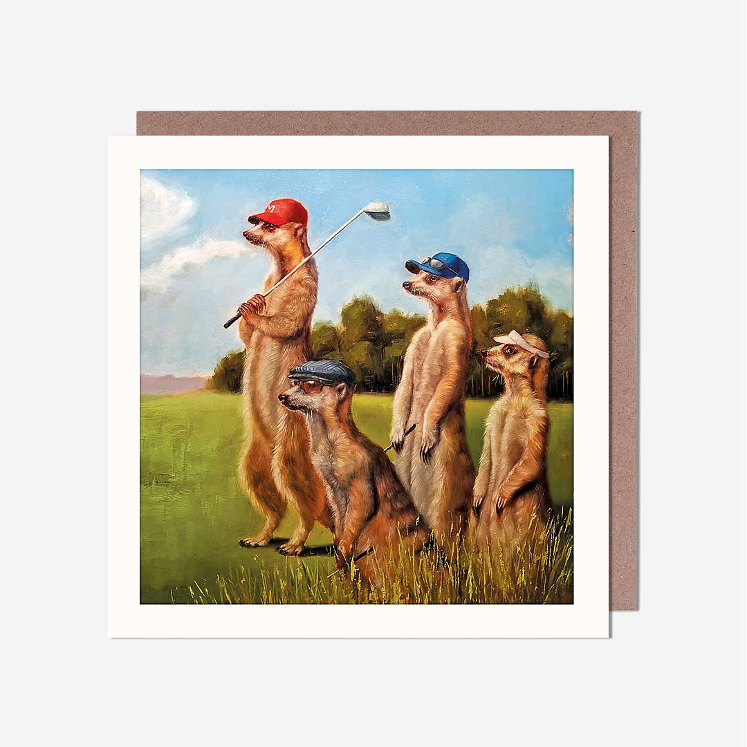 Meerkats Playing Golf Blank Card
