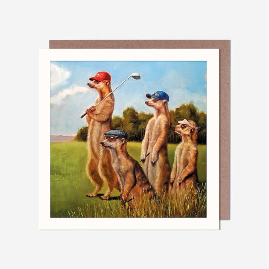 Meerkats Playing Golf Blank Card