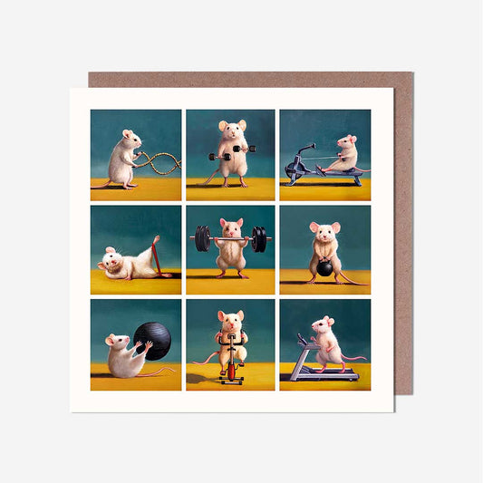 Gym Mice Blank Card