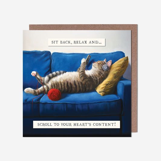 Relaxing Cat On Sofa Birthday Card