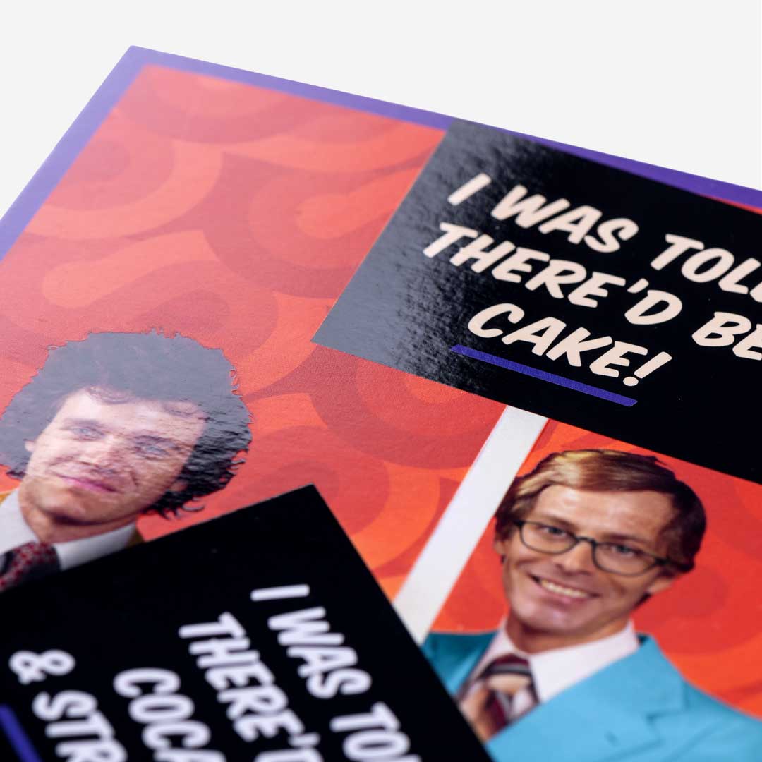 Two Men Wearing Suits And Holding Placards Birthday Card